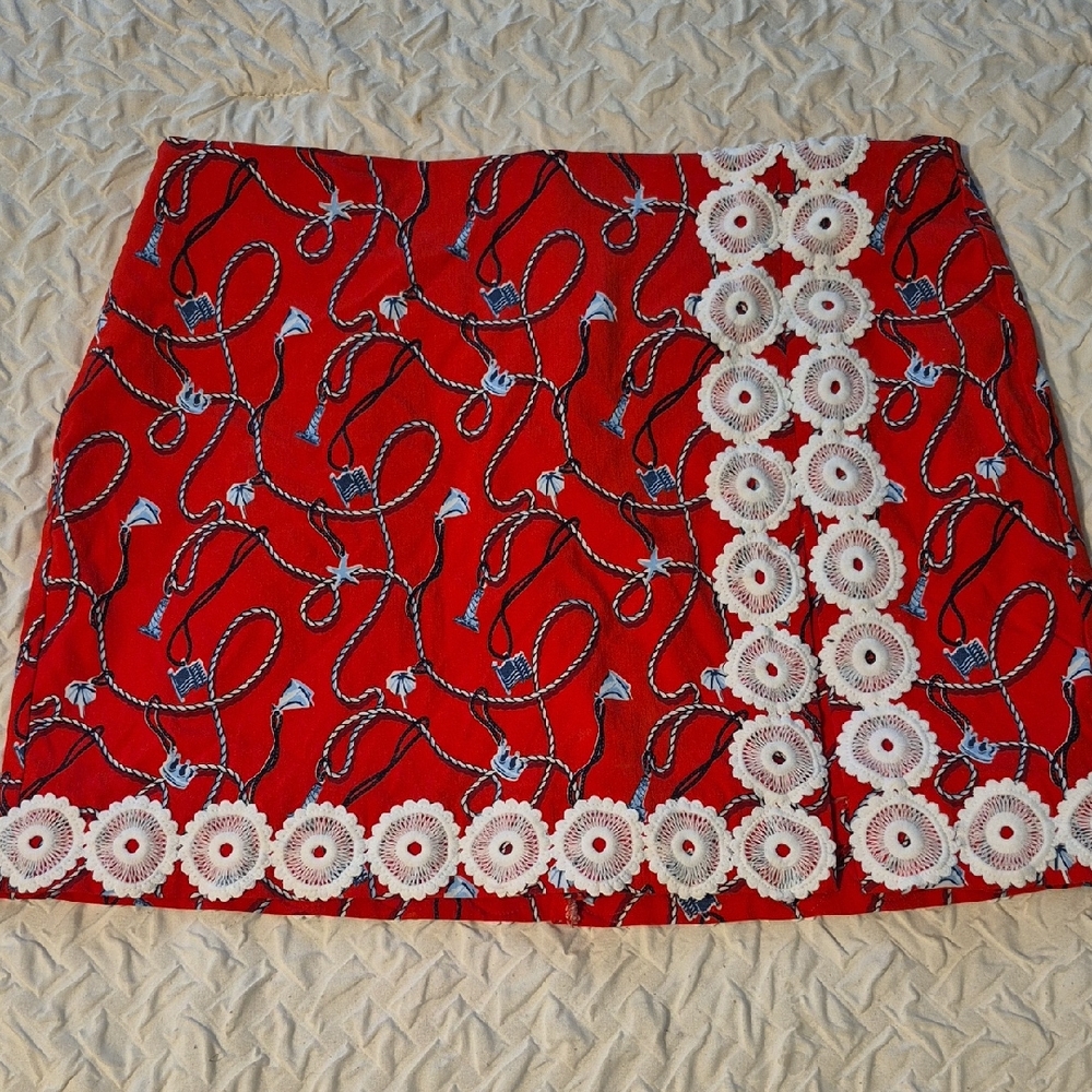 Crown & Ivy Red Floral Women's Skort Size 16